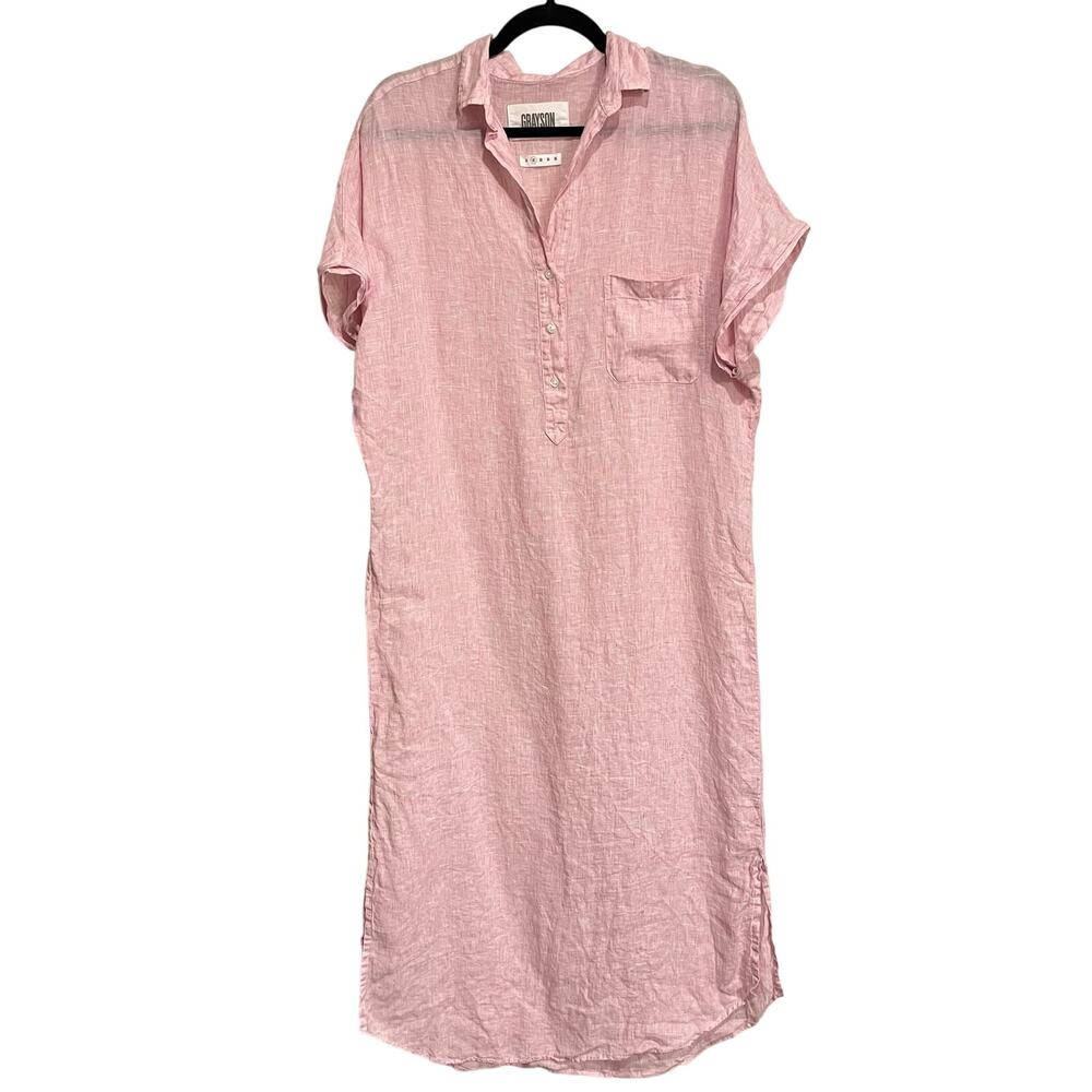 Grayson Frank & Eileen Shirt‎ Dress 100% Linen Artist Dress Pink Size 2/Small